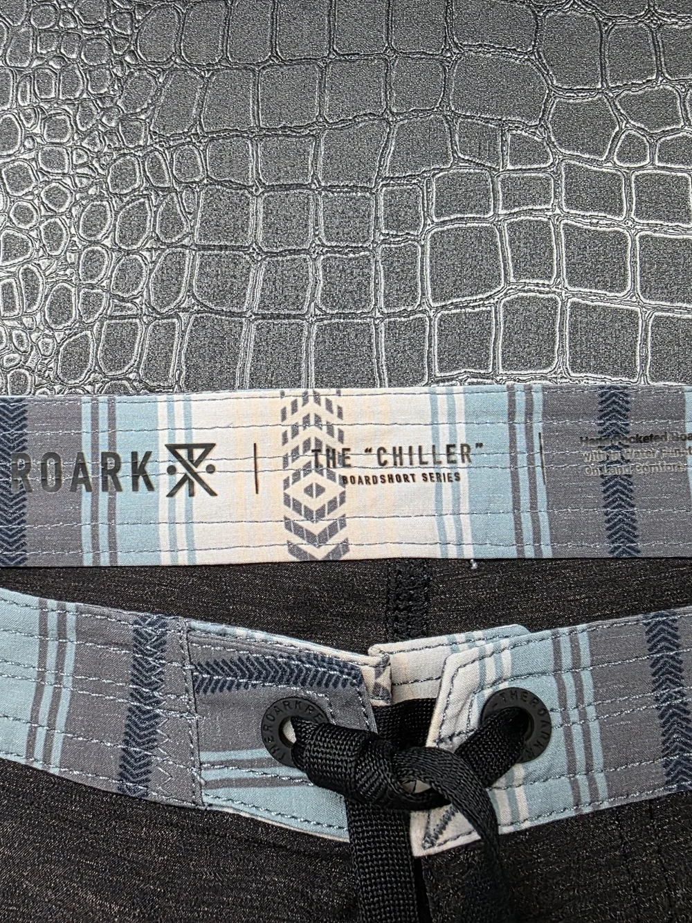 Roark The Chiller Raya Boardshorts Mens Sz 36 Gray Hemp Blend Contrasting Trim